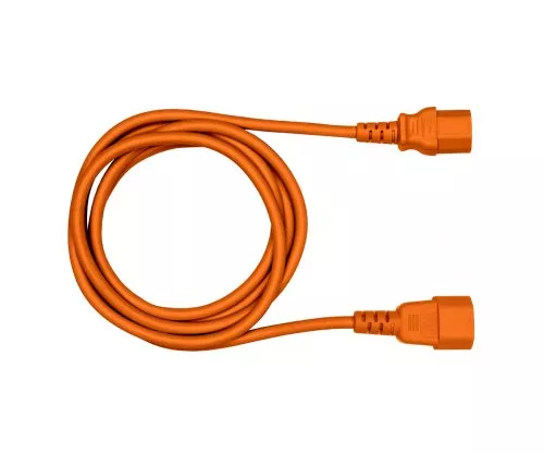 Cable de aparato caliente C14 a C15, 1mm², VDE, naranja, IEC 60320-C14/C15, prolongación, 2,00m, naranja